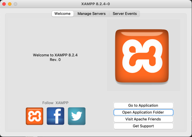 XAMPPの管理画面(Welcome)で「Open Application Folder」を選ぶ